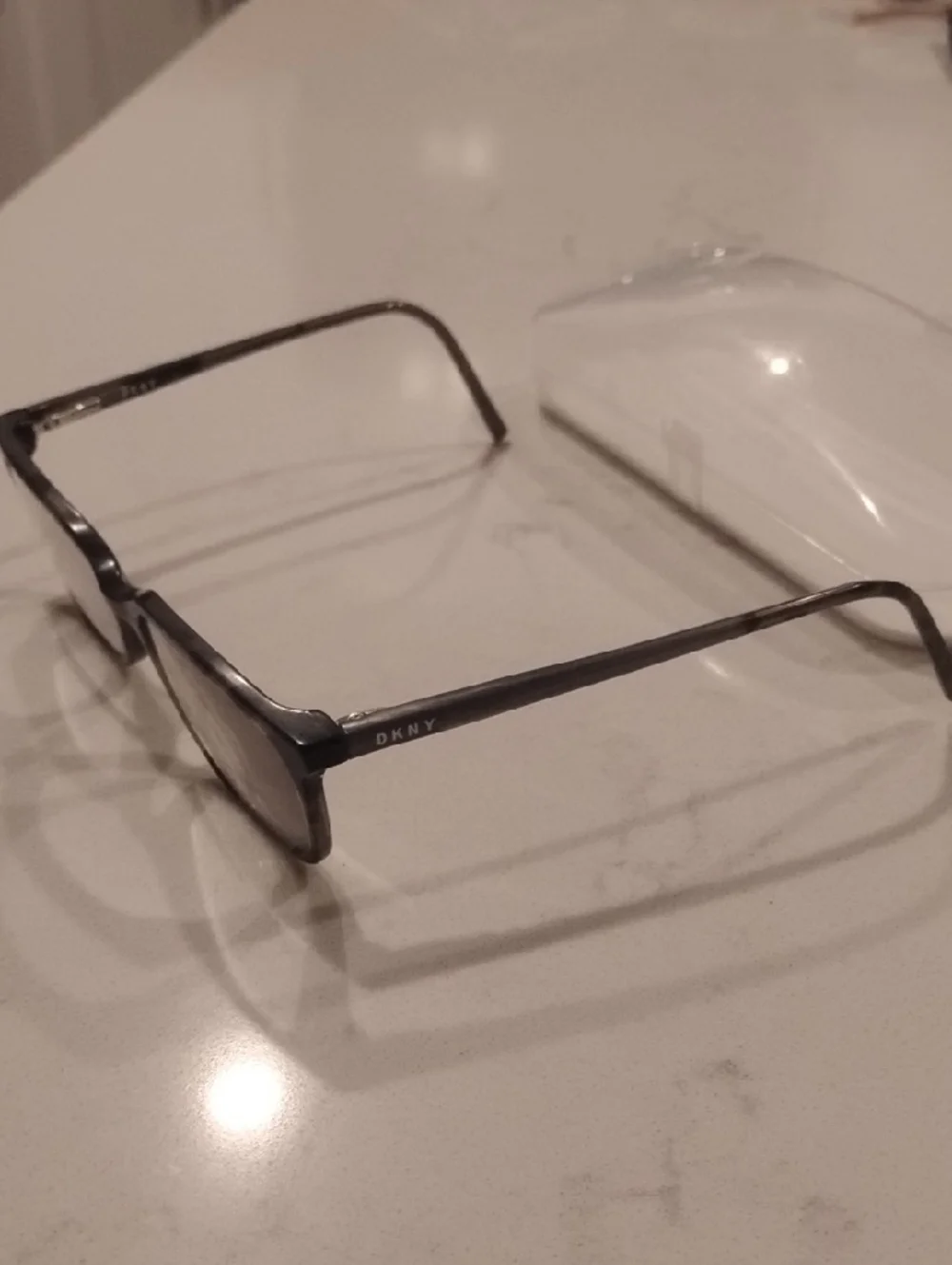 DKNY Women's Rectangular Metal Frame Glasses — Black Tortoise